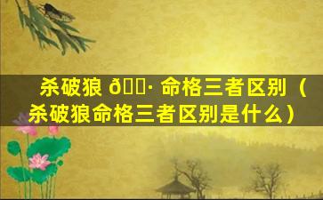 杀破狼 🕷 命格三者区别（杀破狼命格三者区别是什么）